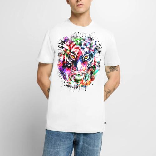 Colorful Tiger Head Portrait Drawing - Men's Premium T-Shirt