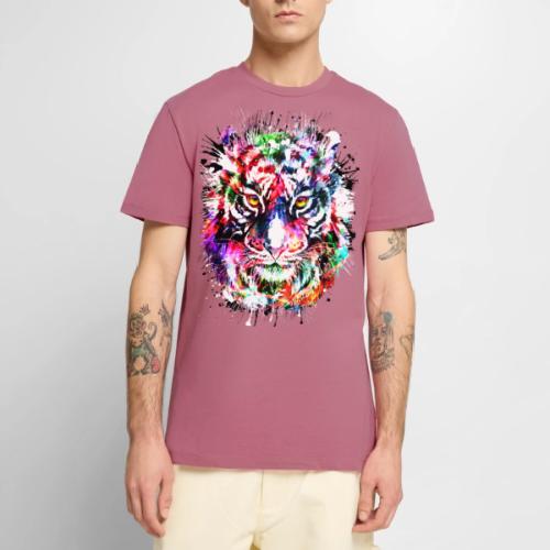 Colorful Tiger Head Portrait Drawing - Men's Premium T-Shirt