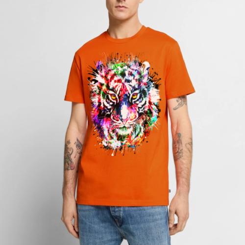 Colorful Tiger Head Portrait Drawing - Men's Premium T-Shirt