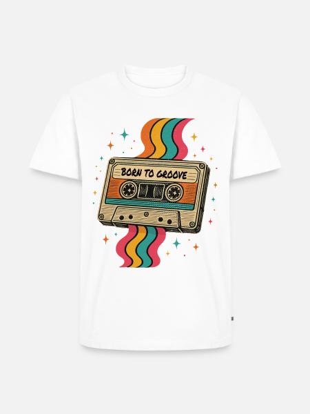Vintage Boho Cassette Tape Design - Men's Premium T-Shirt - white