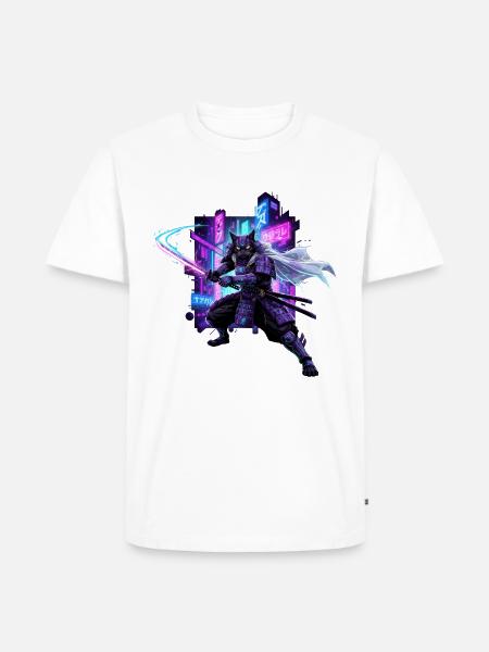 Cyber Kat Ninja Neon City - Men's Premium T-Shirt - white