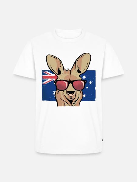 Aussie Kangaroo Sunglasses Flag - Men's Premium T-Shirt - white