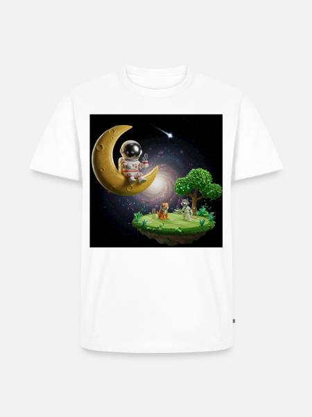 Astronaut on Moonlit Island - Men's Premium T-Shirt - white