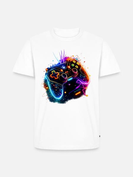 Neon Game Controller Splash - Men's Premium T-Shirt - white