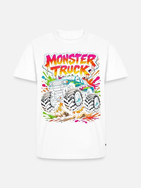 Monster Truck Neon Splash - Men's Premium T-Shirt - white