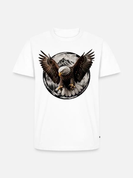 Eagle Over Mountain Circle - Men's Premium T-Shirt - white