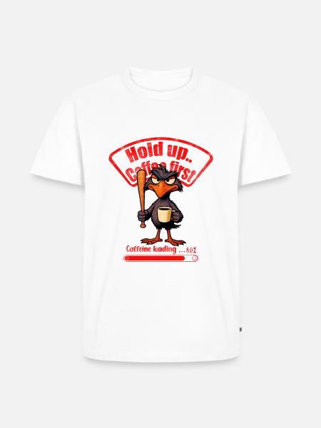 Caffeinated Crow Loading Graphic - Men's Premium T-Shirt - white