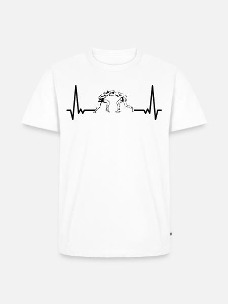 Heartbeat Wrestling ECG Wrestle Wrestler - Men's Premium T-Shirt - white
