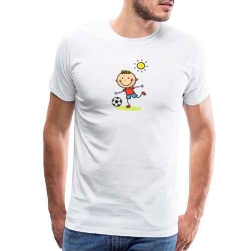 Cartoon Boy Playing Soccer Kids T-Shirt - Men's Premium T-Shirt