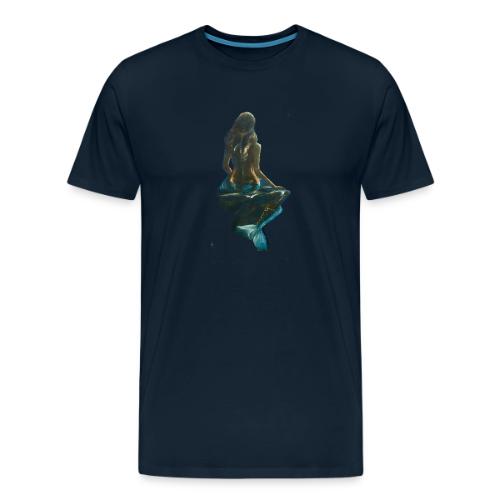 Midnight Mermaid on a rock - Men's Premium T-Shirt
