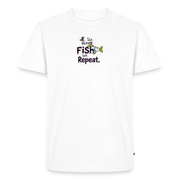 Humorous Fish Sleep Repeat Design - Men's Premium T-Shirt - white - Front - Nico (187cm)