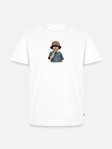 Shushing Kid in Bucket Hat - Men's Premium T-Shirt - white