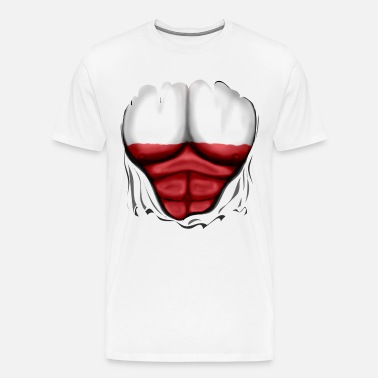 Poland Flag Ripped Muscles, six pack, chest' Men's T-Shirt