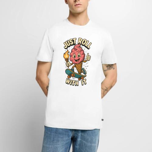 Funny Ice Cream Skateboard Design – Just Roll With - Men's Premium T-Shirt