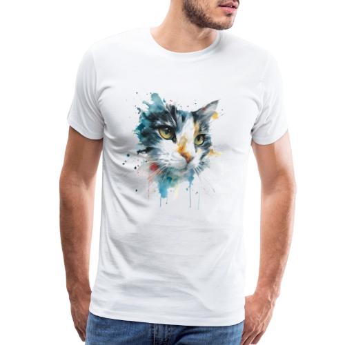 Watercolor cat face - Men's Premium T-Shirt