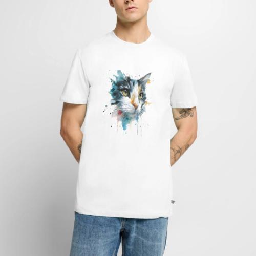 Watercolor cat face - Men's Premium T-Shirt