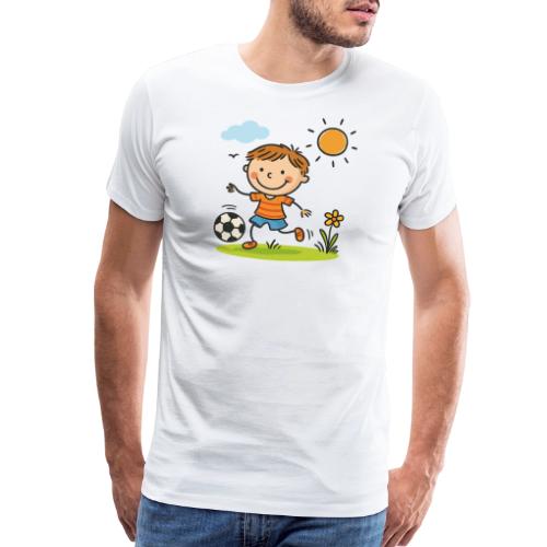 Cartoon Boy Playing Soccer Kids Shirt - Men's Premium T-Shirt