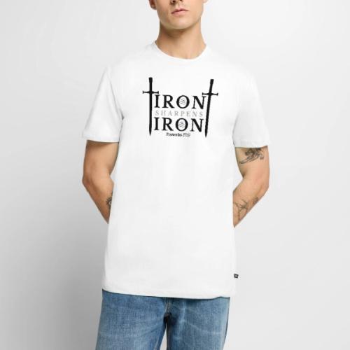 Iron Sharpens Iron - Proverbs 27:17 (Black & Grey) - Men's Premium T-Shirt