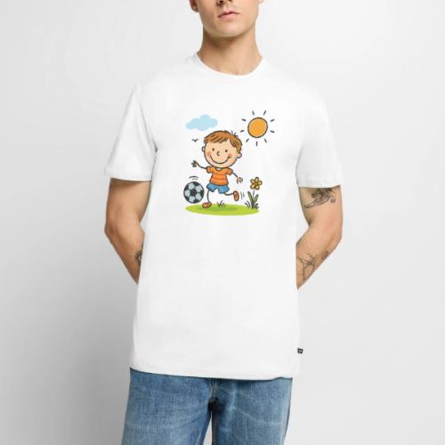 Cartoon Boy Playing Soccer Kids Shirt - Men's Premium T-Shirt
