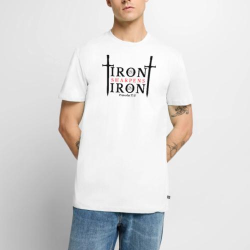 Iron Sharpens Iron - Proverbs 27:17 (Black & Red) - Men's Premium T-Shirt