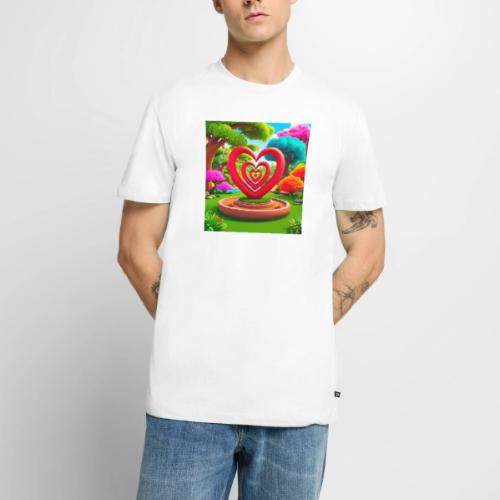 Triple heart landscape, nature, love, happiness - Men's Premium T-Shirt