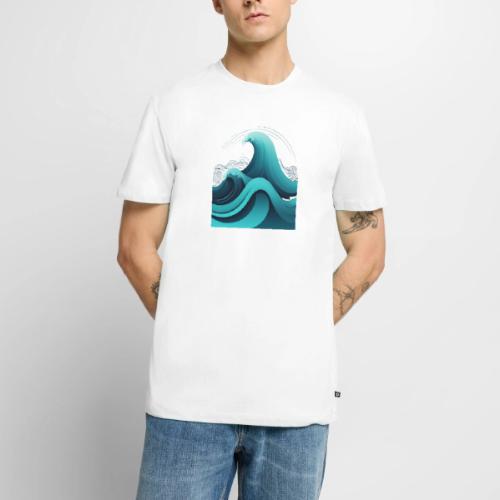 Dynamic Ocean Wave Illustration - Men's Premium T-Shirt