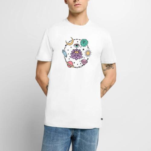 Healing Crystal, Moon, Flower, Sun - Men's Premium T-Shirt