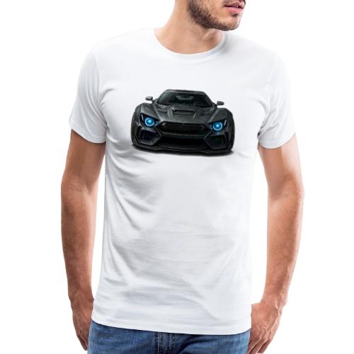 Futuristic Black Sports Car with Blue Lights - Men's Premium T-Shirt