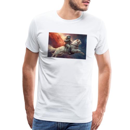 Astronaut Rides Space Cat - Men's Premium T-Shirt