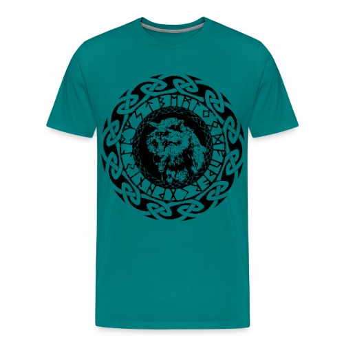 Fenrir Geri Freki Wolf Viking Tribal Runes - Men's Premium T-Shirt