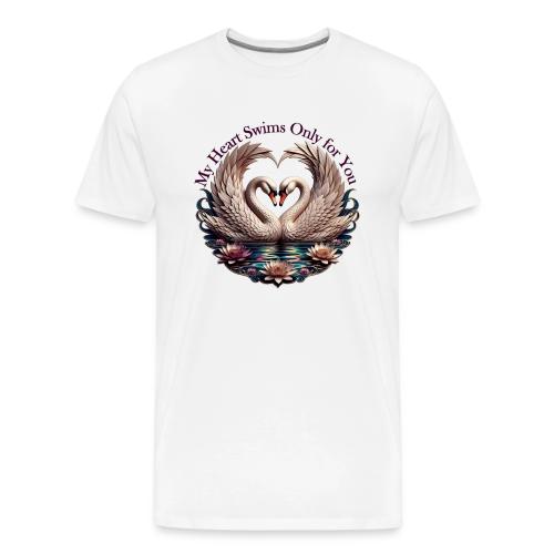 My Heart Swims Only for You Swan Heart T-Shirt - Men's Premium T-Shirt