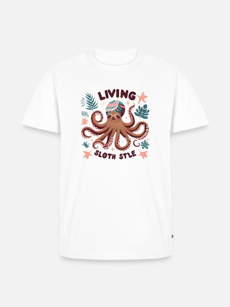 A funny sloth octopus - Men's Premium T-Shirt - white