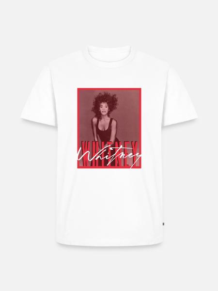 Whitney Houston Photo With Autograph And Nameplate - Men's Premium T-Shirt - white