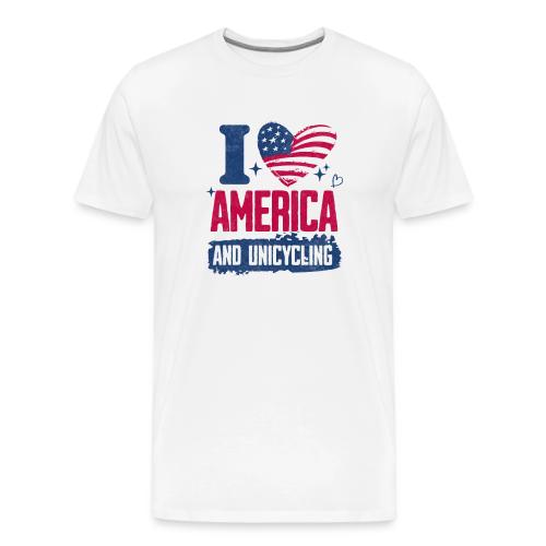 I Love America And Unicycling - Men's Premium T-Shirt