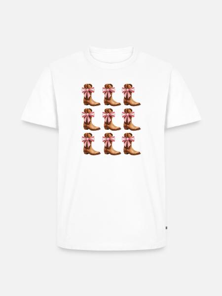 Cowgirl Boots and Pink Bows Rodeo - Men's Premium T-Shirt - white