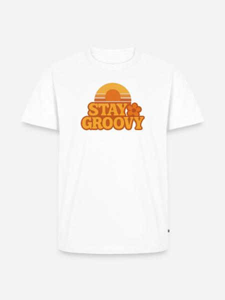 Retro Sunset Stay Groovy Graphic - Men's Premium T-Shirt - white