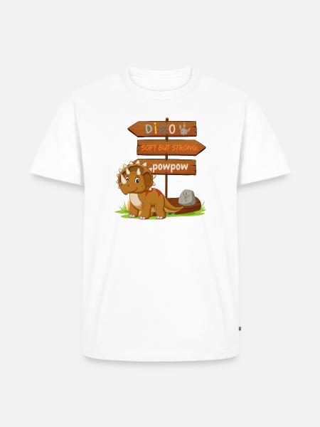 Cute Dinosaur with Playful Signpost - Men's Premium T-Shirt - white