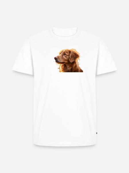 Warm Golden Retriever Silhouette Art - Men's Premium T-Shirt - white