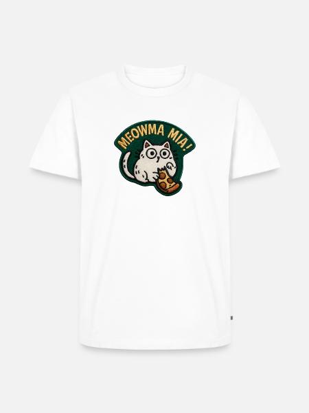 Meowma Mia Embroidered Patch - Men's Premium T-Shirt - white