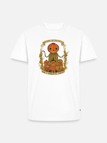 Harvest Family Pumpkin Scarecrow Banner - Men's Premium T-Shirt - white