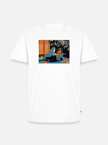 Blue Cat Lantern Night Garden - Men's Premium T-Shirt - white