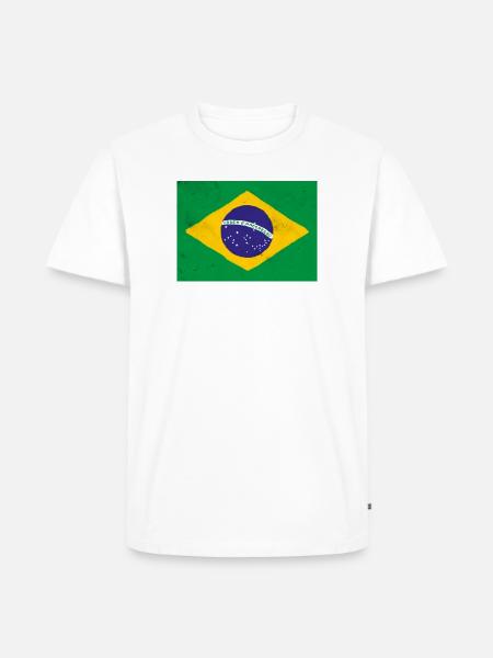 Brazil Flag Rustic Emblem - Men's Premium T-Shirt - white