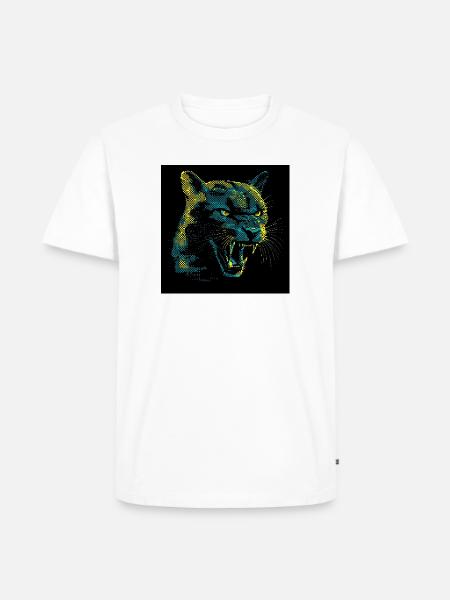 Neon Halftone Cat Roar - Men's Premium T-Shirt - white