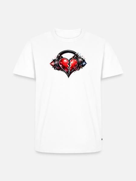 Broken Heart with Headphones - Men's Premium T-Shirt - white