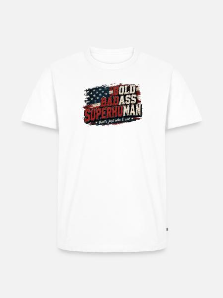Bold Badass Superhuman Flag Art - Men's Premium T-Shirt - white