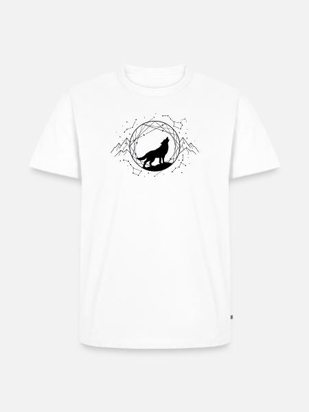 Lone Wolf Under Constellations - Men's Premium T-Shirt - white