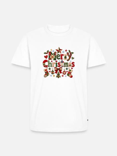 Merry Christmas Quilted Patchwork - Men's Premium T-Shirt - white