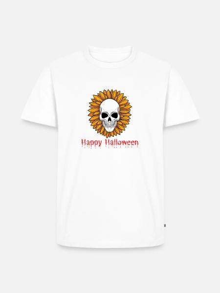 Sunflower Skull Halloween Tee - Men's Premium T-Shirt - white