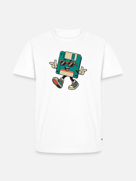 Retro Disk Mascot with Sunglasses - Men's Premium T-Shirt - white