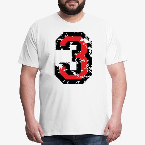 Number 3 (Distressed Red) - Men's Premium T-Shirt